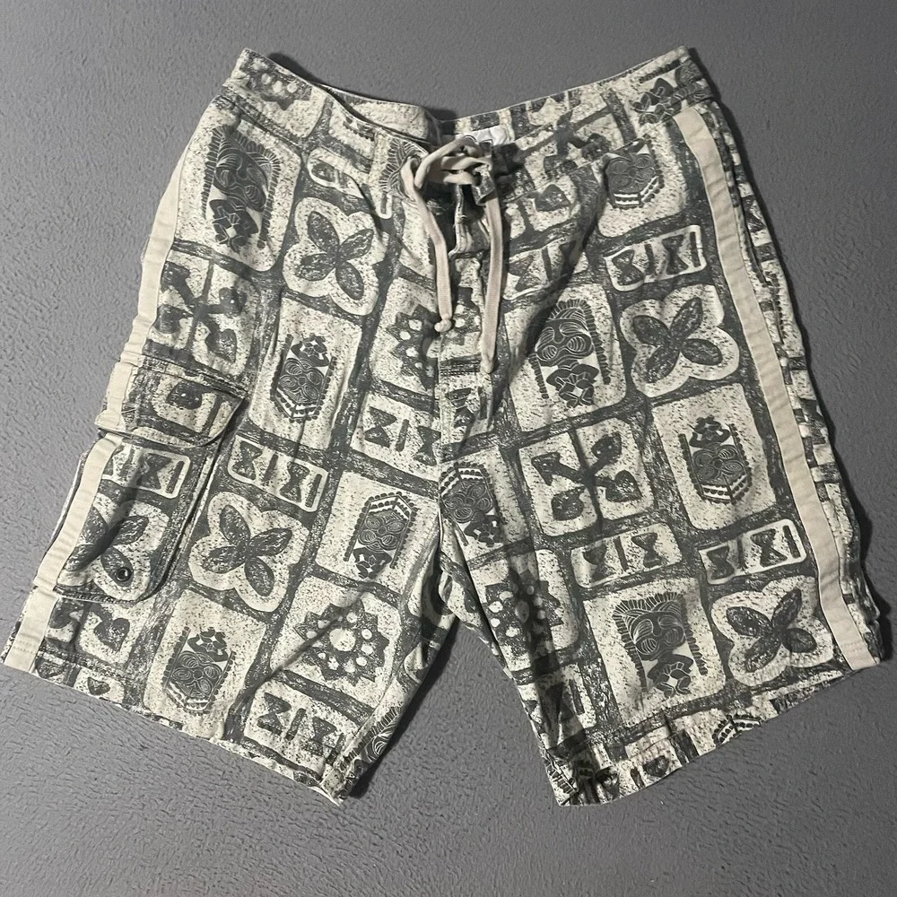 Vintage 90's Arizona Jeans Aztec All Over Print Surf Muscle Beach Shorts Size 38